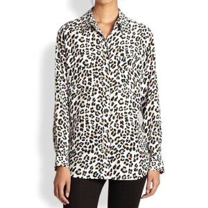 Equipment silk animal print long sleeve blouse, size XS